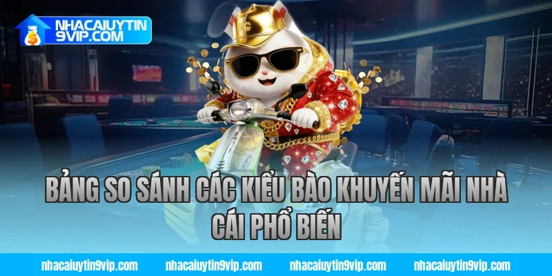 Bảng so sánh các kiểu bào khuyến mãi nhà cái phổ biến